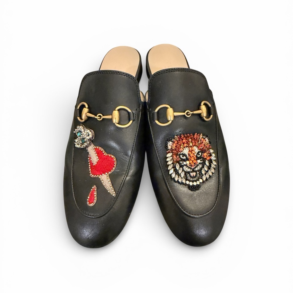 Gucci Women's Black Embroidered Mules - Picture 3 of 15